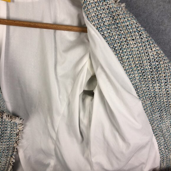 Leifsdottir Anthropologie Tweed Moto Jacket Blue Size 10 - Picture 10 of 10